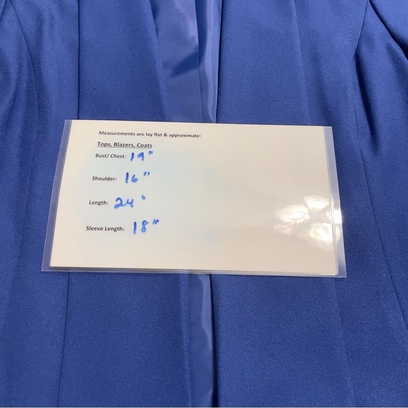 Kasper Royal Blue Cuffed sleeve Shawl collar, open front blazer size 10 - Picture 11 of 12